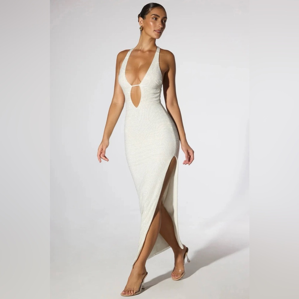 Oh Polly Oh Polly Embellished Plunge Neck Low Back Evening